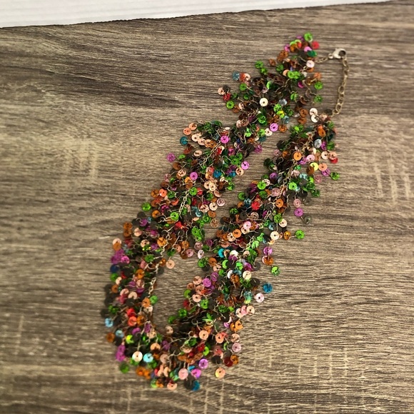 Vtg Multicolour Sequin Necklace - Picture 12 of 12